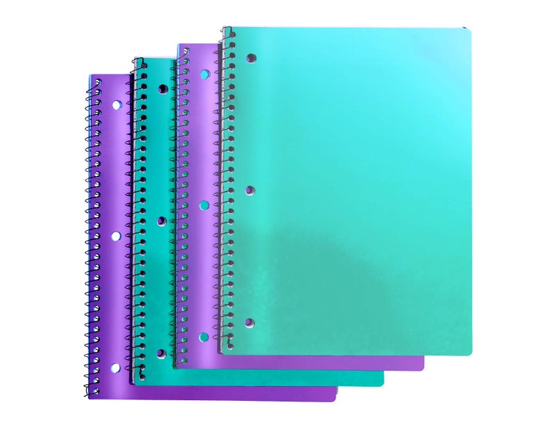 It's Academic College-Ruled Spiral Notebook, 1-Subject, 80 Sheet, Metallic Purple and Teal, 4 Pack - Image 1